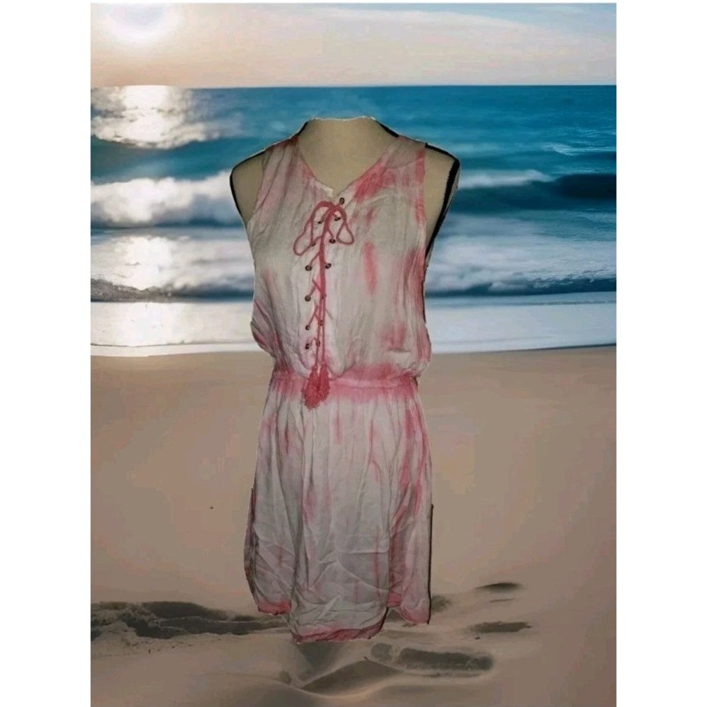 Exist Women's Boho Sheer Beach Cover Up Dress Tie Dye Lace Front Size Small NWT‎